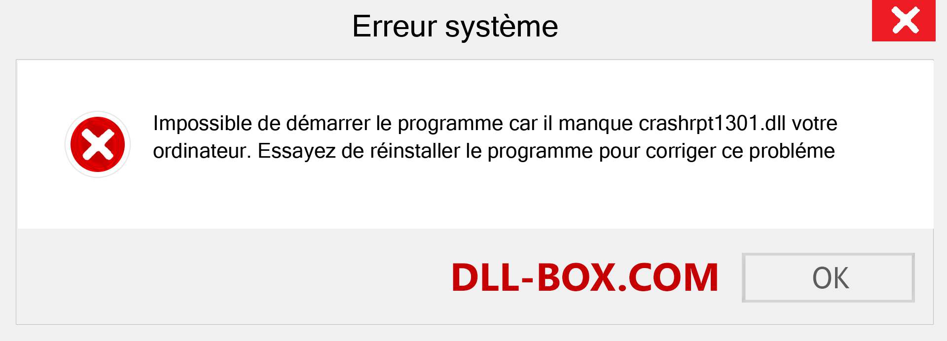 Le fichier crashrpt1301.dll est manquant ?. Télécharger pour Windows 7, 8, 10 - Correction de l'erreur manquante crashrpt1301 dll sur Windows, photos, images